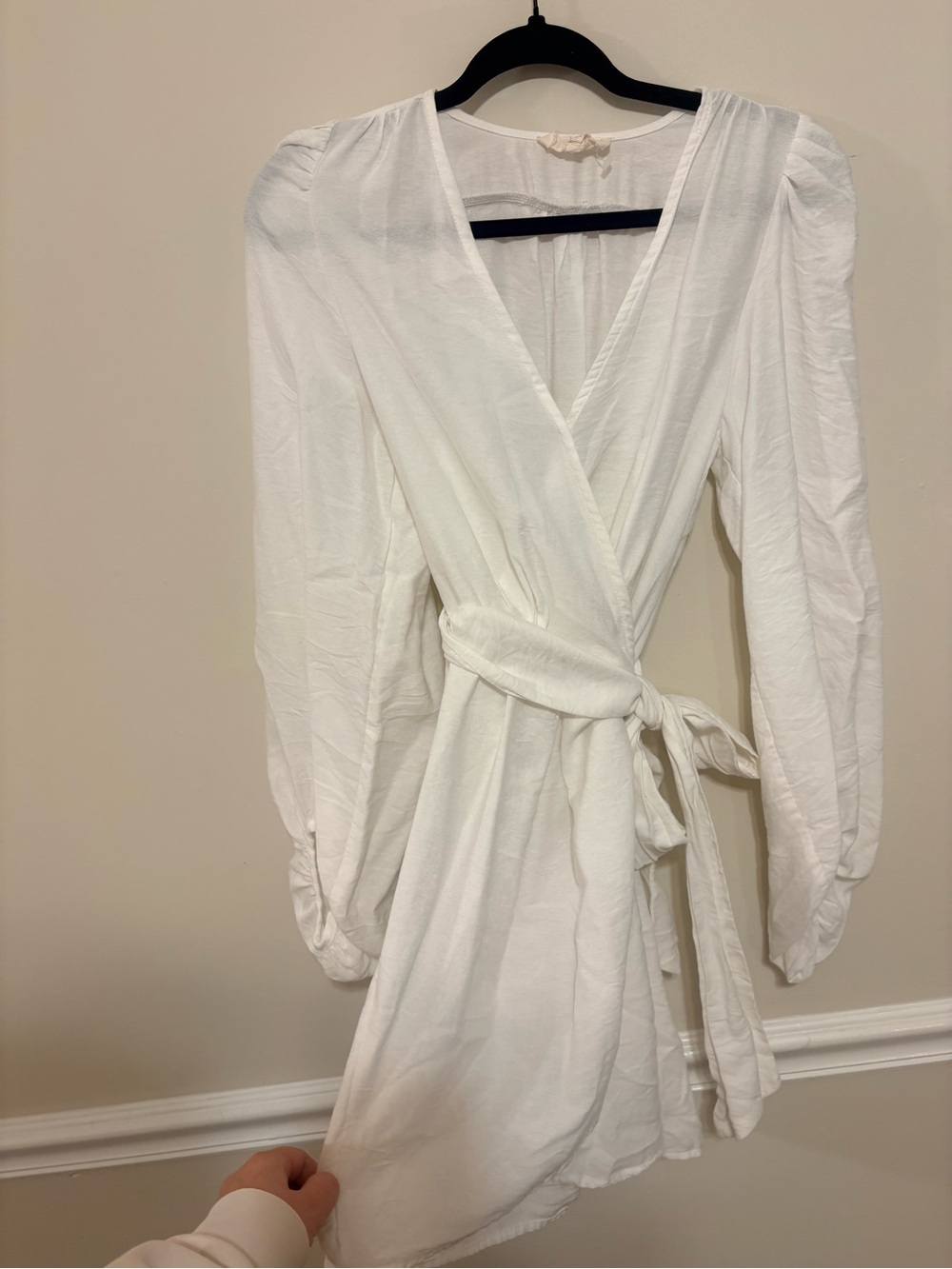 Peach Love California White Wrap Mini Dress with Tie Waist